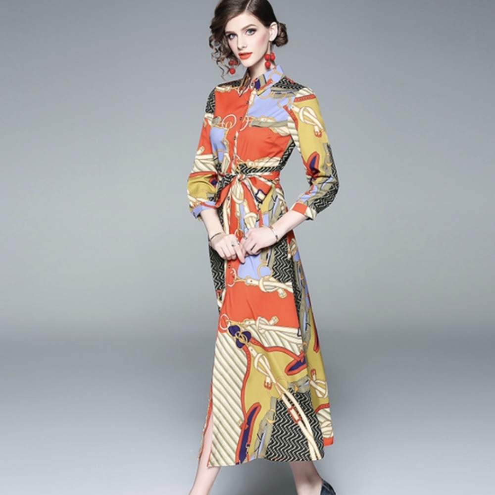 Beulah Elegant Vintage Maxi Dress